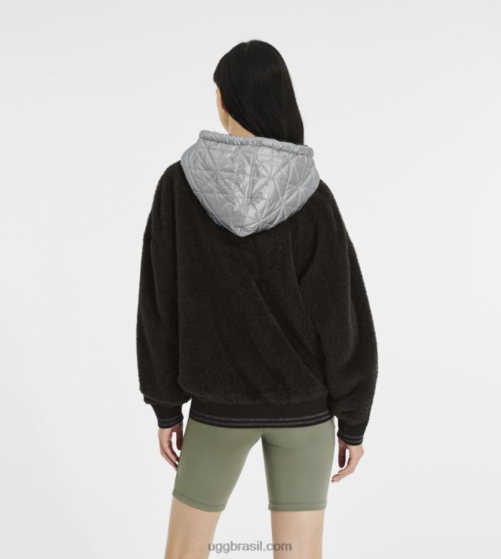 prata negra 4VTTD1374 UGG mulheres moletom com capuz loyra sherpa metalizado