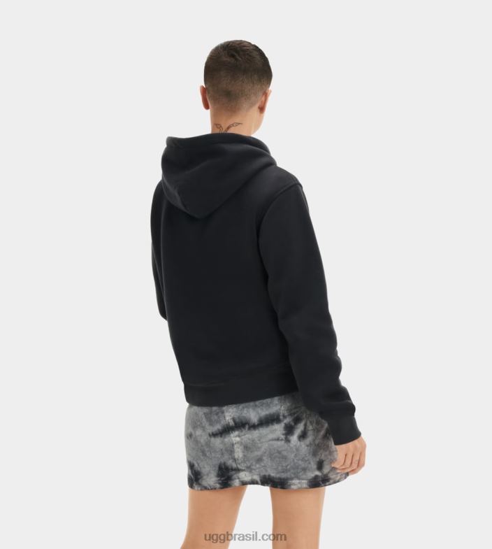 preto 4VTTD903 UGG mulheres moletom com logo fuzzy rey