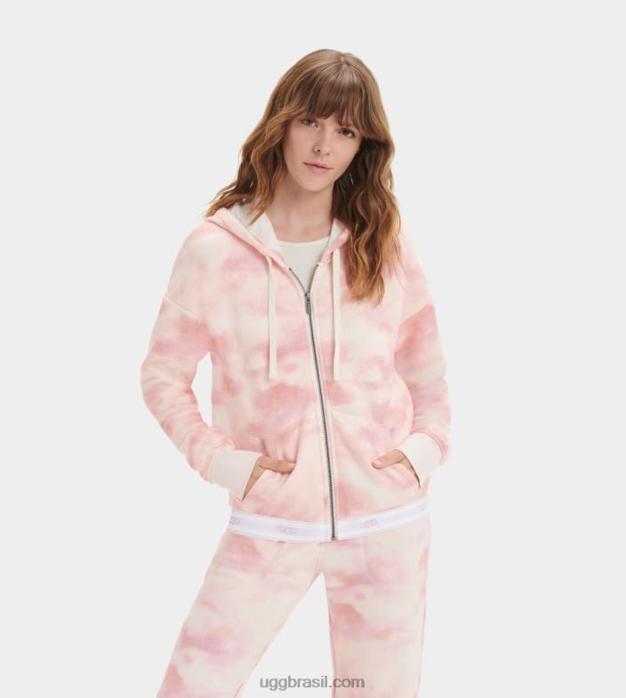 tintura de gravata flor de lótus 4VTTD2242 UGG mulheres moletom com zíper sena