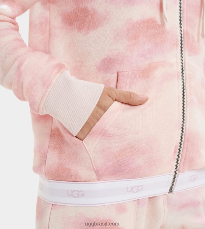 tintura de gravata flor de lótus 4VTTD2242 UGG mulheres moletom com zíper sena