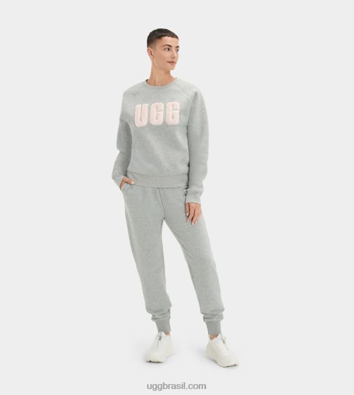 urze cinza/sonora 4VTTD1017 UGG mulheres gola redonda com logo felpudo madeline