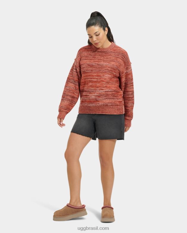 rosa salmão multi 4VTTD1062 UGG mulheres suéter gola redonda avianna