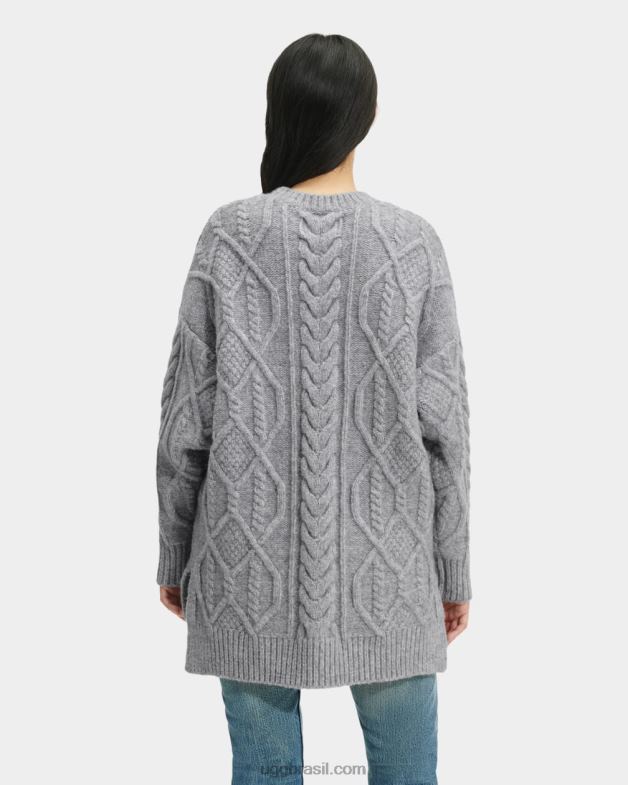 urze cinza 4VTTD158 UGG mulheres suéter de malha raelee cabo longo