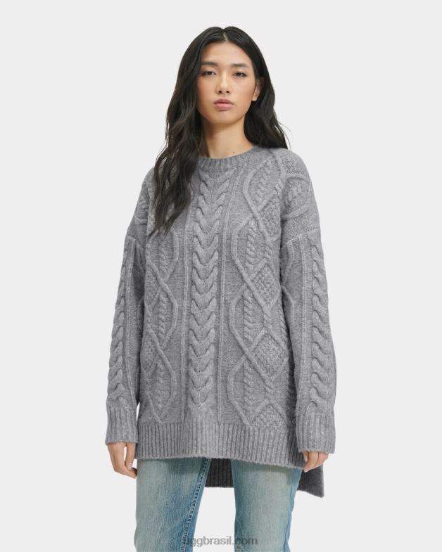 urze cinza 4VTTD158 UGG mulheres suéter de malha raelee cabo longo