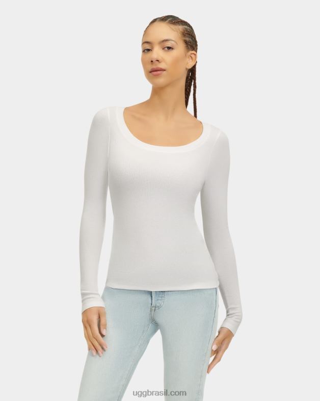 branco 4VTTD1088 UGG mulheres talulla blusa canelada manga longa