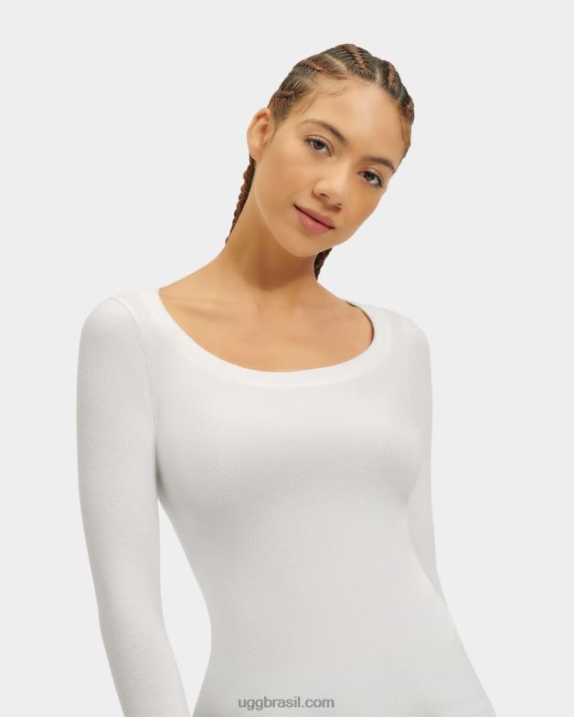 branco 4VTTD1088 UGG mulheres talulla blusa canelada manga longa