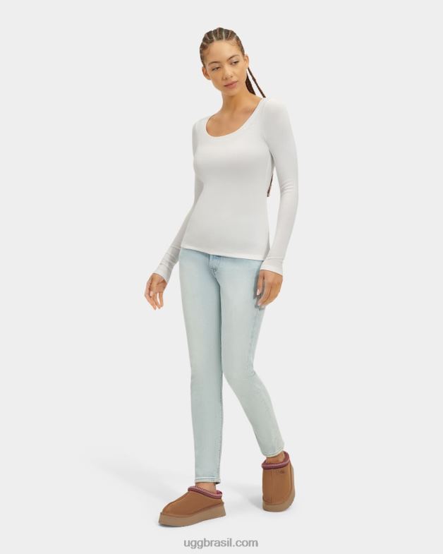 branco 4VTTD1088 UGG mulheres talulla blusa canelada manga longa
