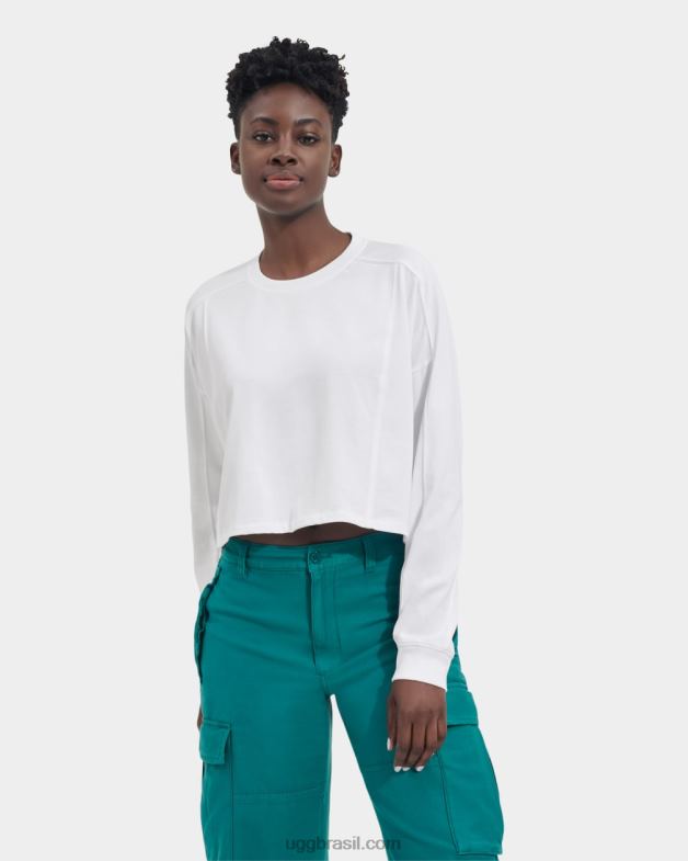 branco 4VTTD2173 UGG mulheres top cropped manga longa delylah