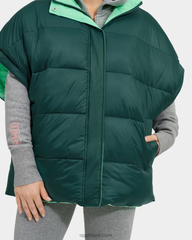fundo do mar/verde primavera 4VTTD1223 UGG mulheres colete puffer reversível sydnee