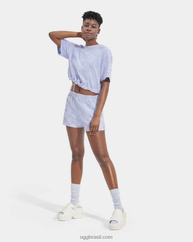 névoa do oceano 4VTTD879 UGG mulheres cheque superior de manga curta teagin