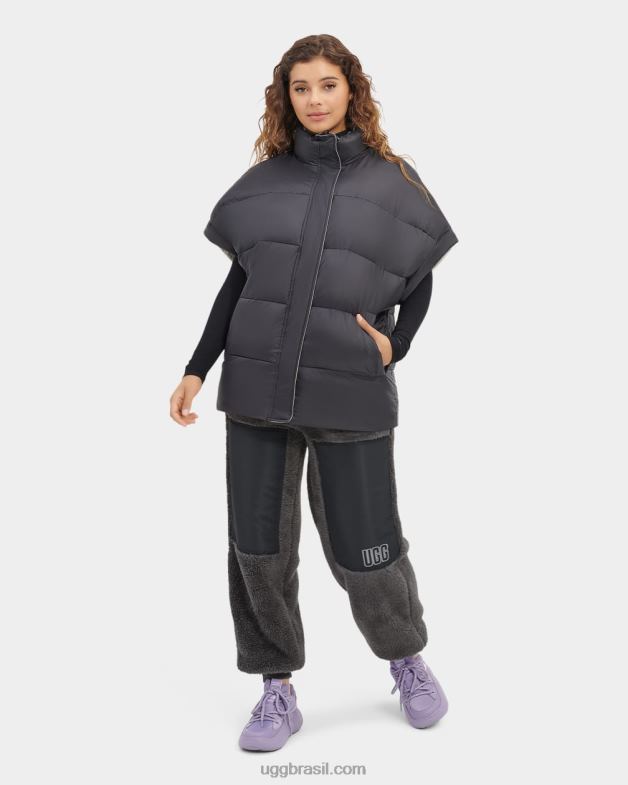 preto/castelo 4VTTD1221 UGG mulheres colete puffer reversível sydnee