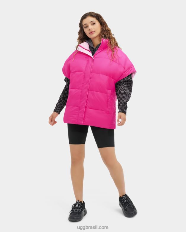 rosa neon/quartzo rosa 4VTTD1222 UGG mulheres colete puffer reversível sydnee