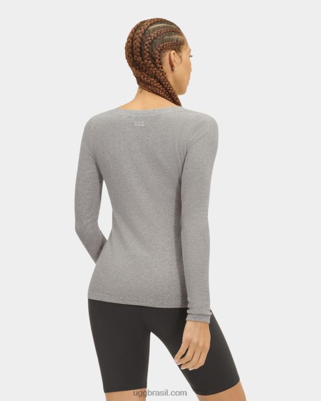 urze cinza 4VTTD1089 UGG mulheres talulla blusa canelada manga longa