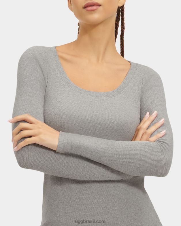 urze cinza 4VTTD1089 UGG mulheres talulla blusa canelada manga longa