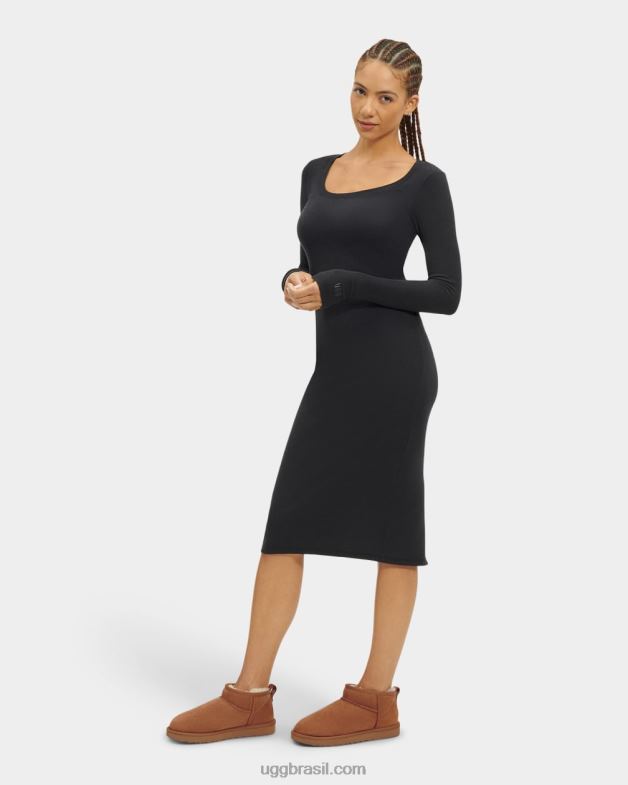 alcatrão 4VTTD99 UGG mulheres sariah vestido manga longa canelado