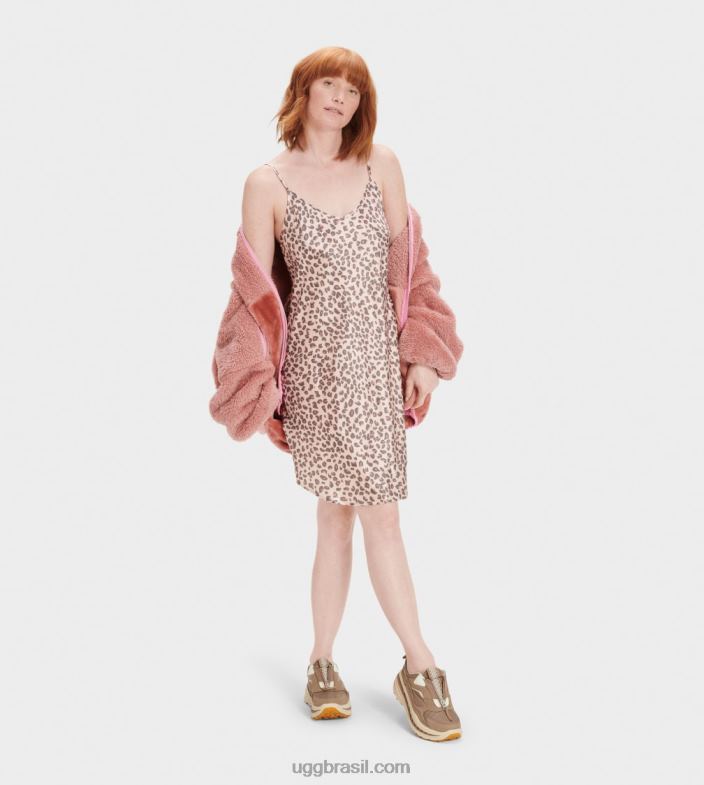 blush de leopardo 4VTTD1319 UGG mulheres vestido deslizante theda