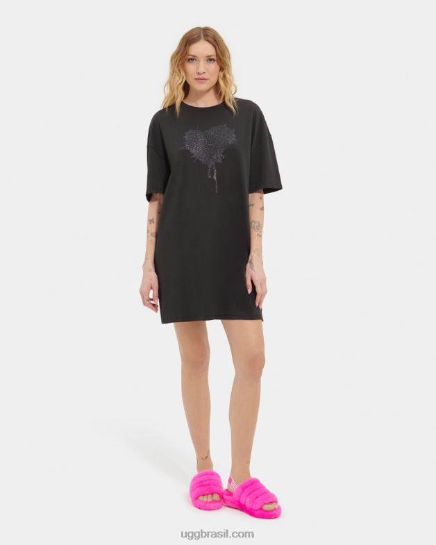 preto 4VTTD179 UGG mulheres gráfico de vestido de camiseta zoey