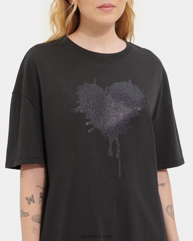 preto 4VTTD179 UGG mulheres gráfico de vestido de camiseta zoey