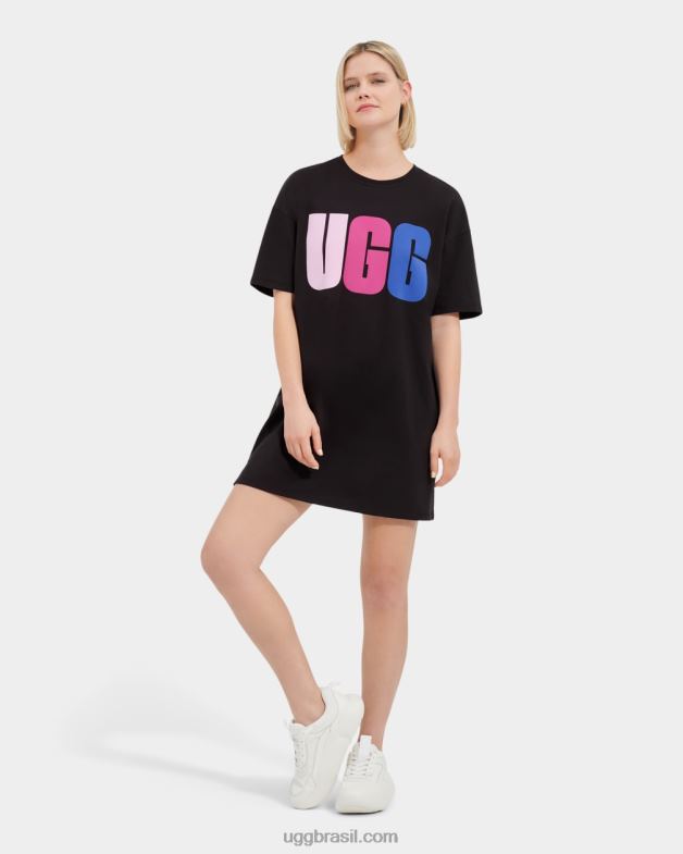 preto 4VTTD2062 UGG mulheres vestido camiseta com logo alayah