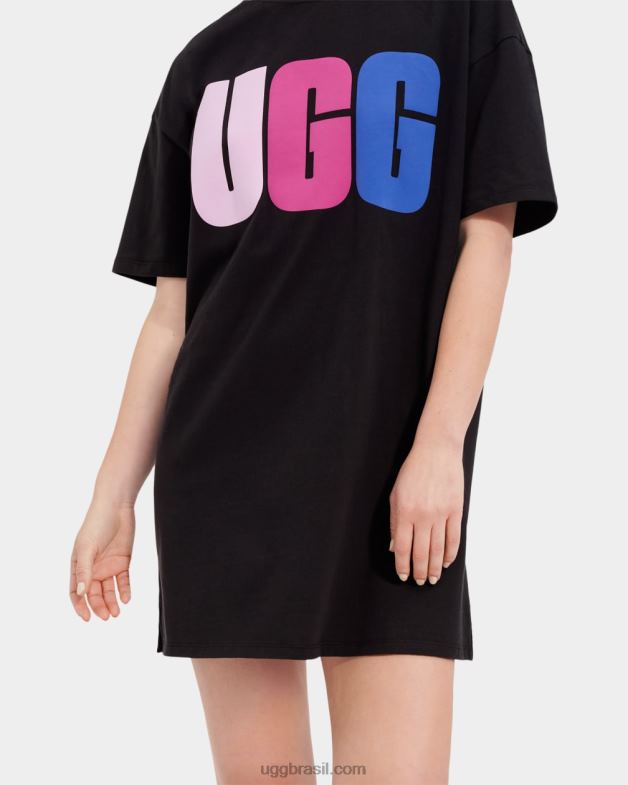 preto 4VTTD2062 UGG mulheres vestido camiseta com logo alayah