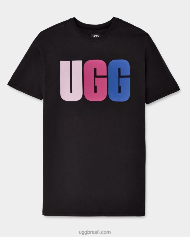 preto 4VTTD2062 UGG mulheres vestido camiseta com logo alayah