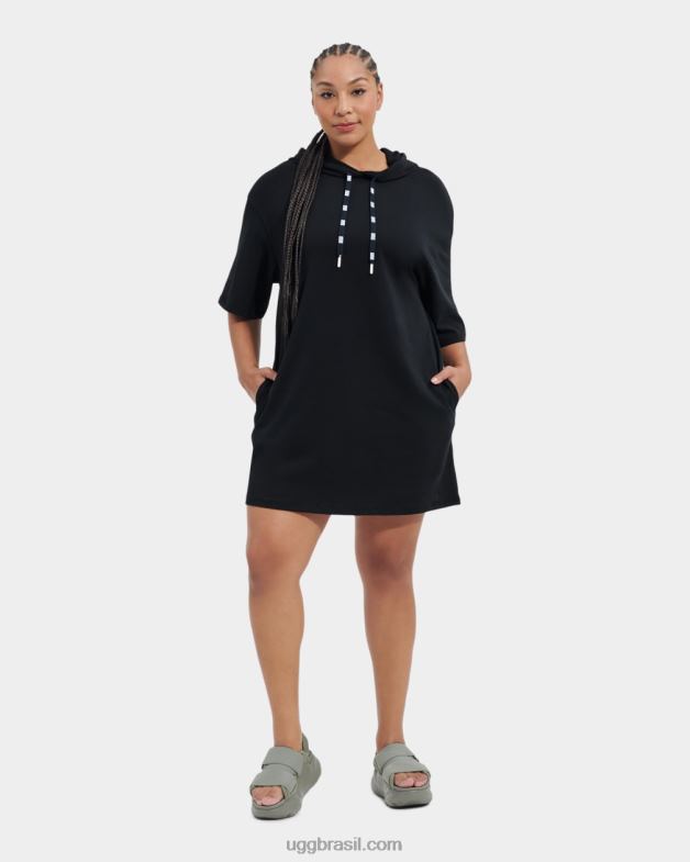 preto 4VTTD920 UGG mulheres vestido de camiseta com capuz kassey