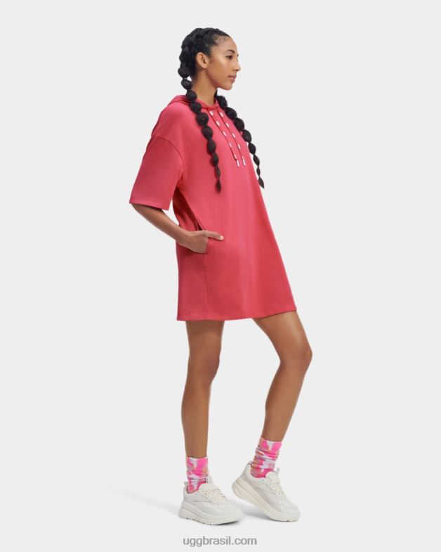 rosa rosado 4VTTD918 UGG mulheres vestido de camiseta com capuz kassey