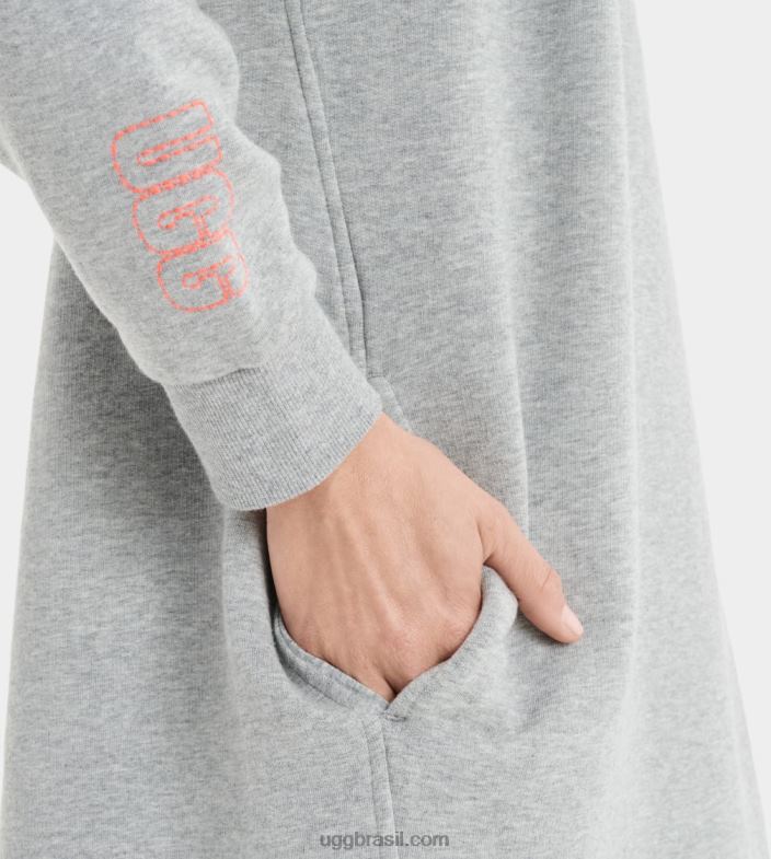 urze cinza 4VTTD1325 UGG mulheres vestido com capuz aderyn