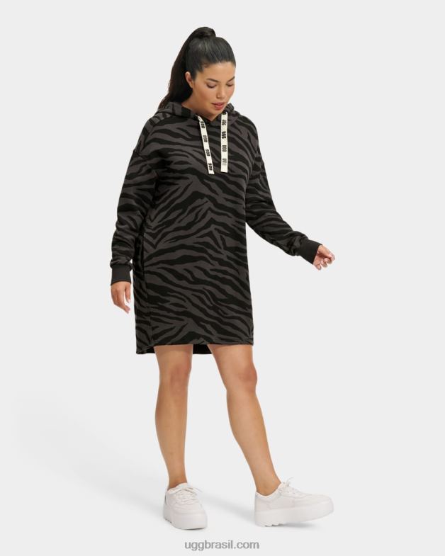 zebra preta 4VTTD169 UGG mulheres vestido com capuz aderyn zebra