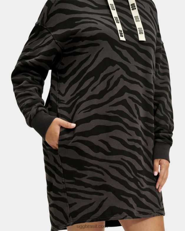 zebra preta 4VTTD169 UGG mulheres vestido com capuz aderyn zebra